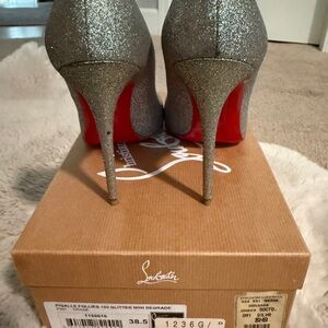 Christian Louboutin Silver Glitter Heels